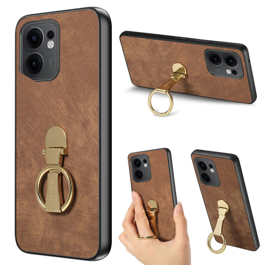 CASENEO D22 For Oppo Reno13 F 5G Case Folding Kickstand Retro Leather Back Phone Cover - Brown