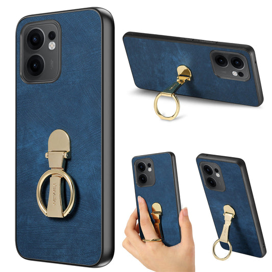CASENEO D22 For Oppo Reno13 F 5G Case Folding Kickstand Retro Leather Back Phone Cover - Blue