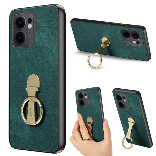 CASENEO D22 For Oppo Reno13 F 5G Case Folding Kickstand Retro Leather Back Phone Cover - Green
