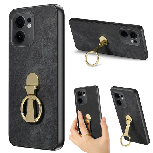 CASENEO D22 For Oppo Reno13 F 5G Case Folding Kickstand Retro Leather Back Phone Cover - Black