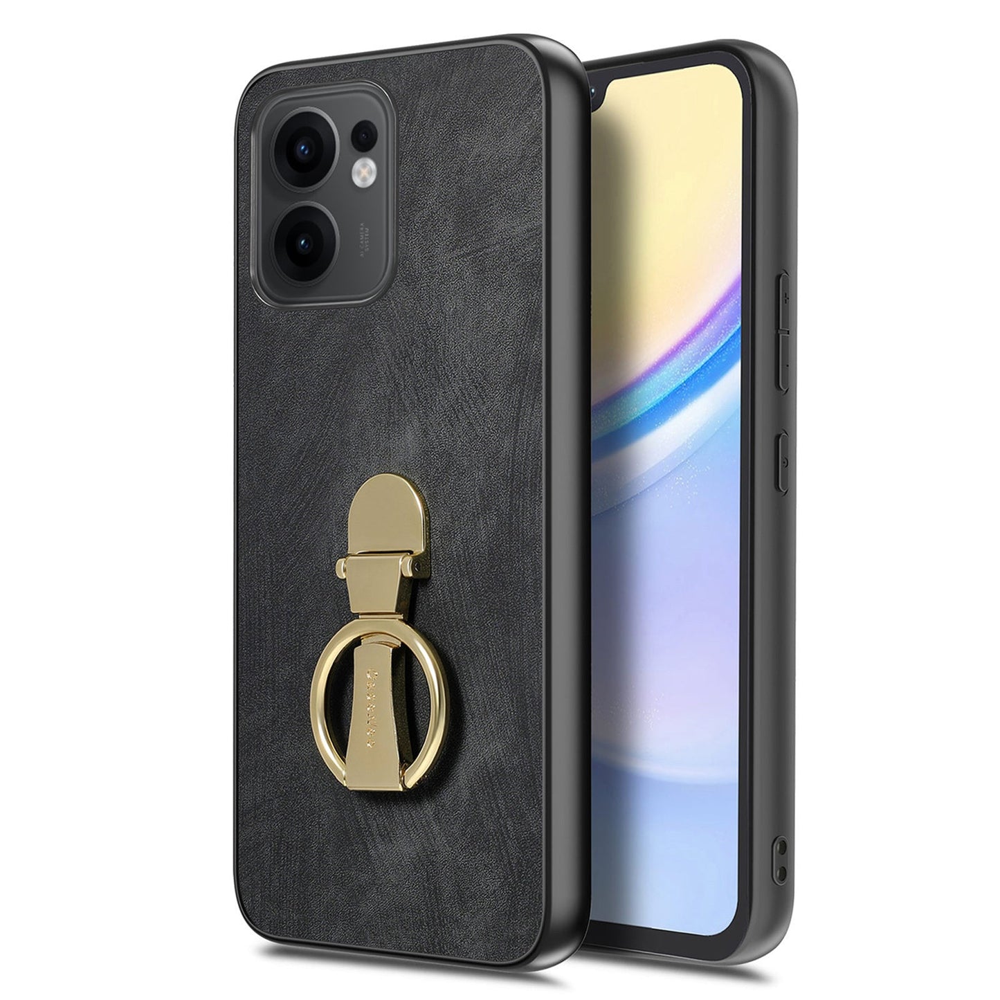 CASENEO D22 For Oppo Reno13 F 5G Case Folding Kickstand Retro Leather Back Phone Cover - Black