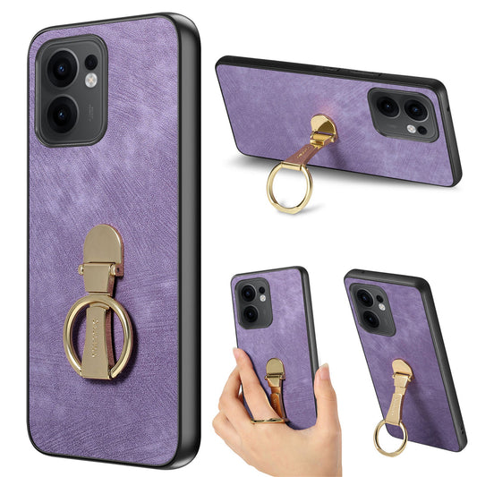 CASENEO D22 For Oppo Reno13 F 5G Case Folding Kickstand Retro Leather Back Phone Cover - Purple