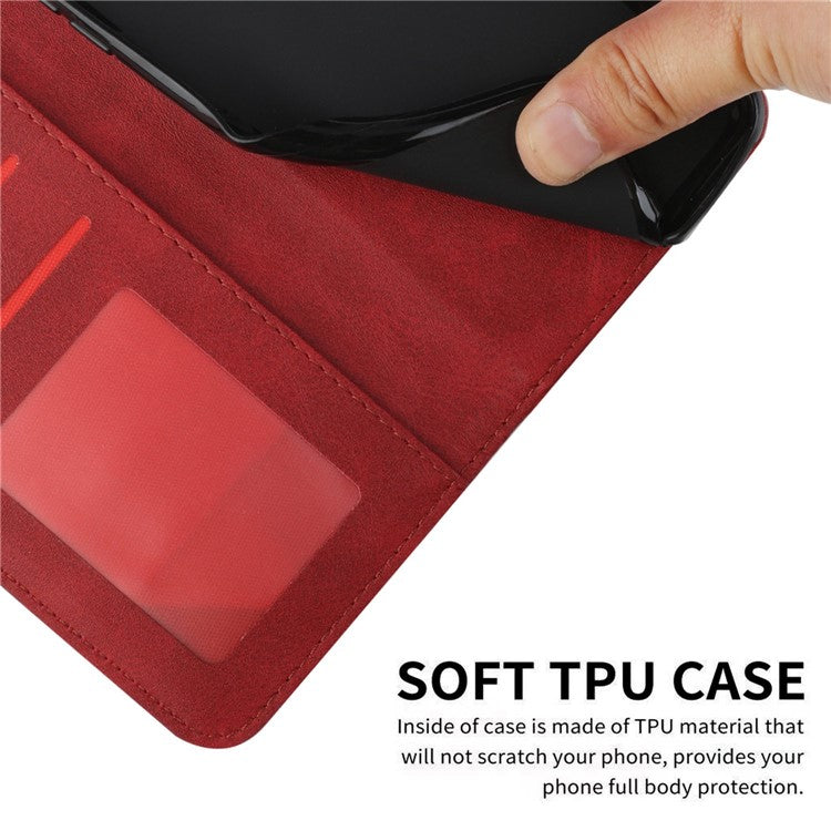 For Oppo A57 (2022) 5G / A77 5G / A77 4G / A57 4G / A57e 4G / A57s 4G / Realme V23 5G / OnePlus Nord N20 SE 4G Wallet Case Stitching PU Leather Stand Magnetic Phone Cover with Strap - Red
