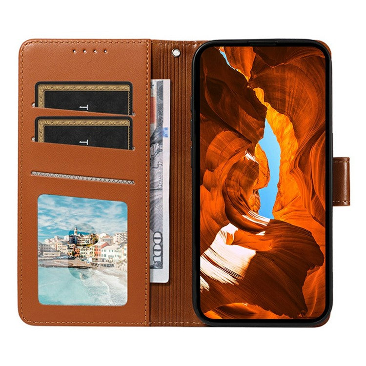 For Oppo Reno13 5G (Global) Case RFID Blocking Leather Wallet Flip Phone Cover with Wrist Strap - Light Brown