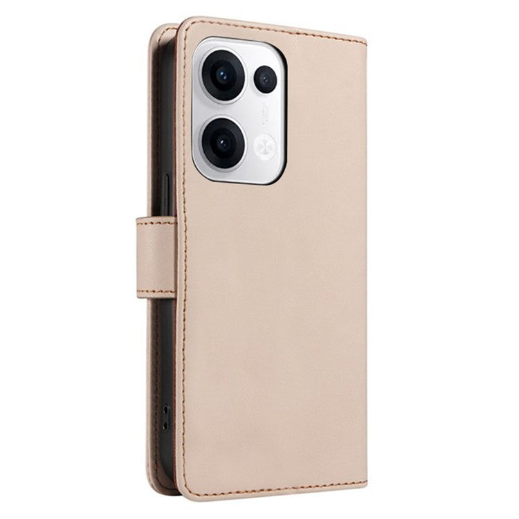 For Oppo Reno13 5G (Global) Case RFID Blocking Leather Wallet Flip Phone Cover with Wrist Strap - Apricot