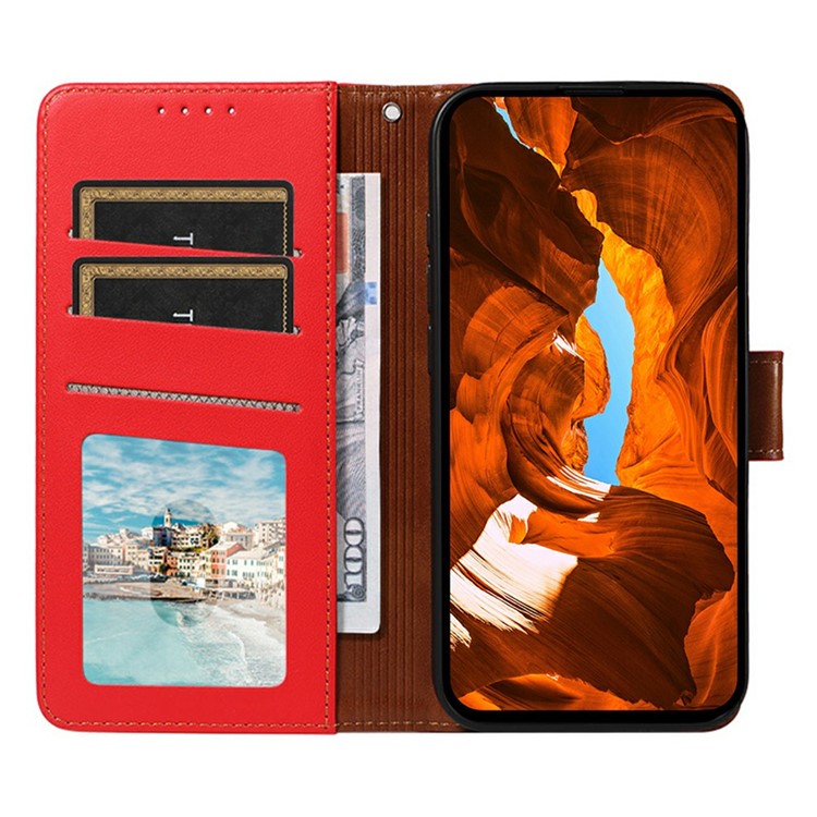 For Oppo Reno13 F 5G Case RFID Blocking Leather Wallet Flip Phone Cover with Wrist Strap - Red