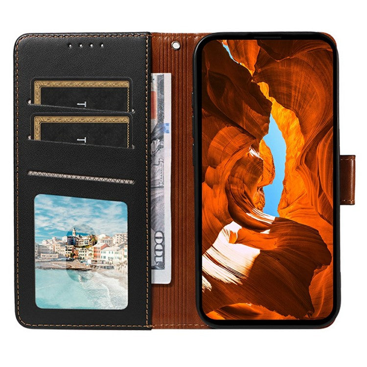For Oppo Reno13 F 5G Case RFID Blocking Leather Wallet Flip Phone Cover with Wrist Strap - Black