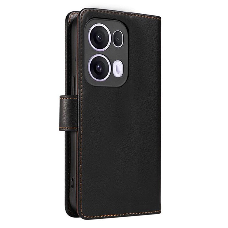 For Oppo Reno13 Pro 5G Case RFID Blocking Leather Wallet Flip Phone Cover with Wrist Strap - Black