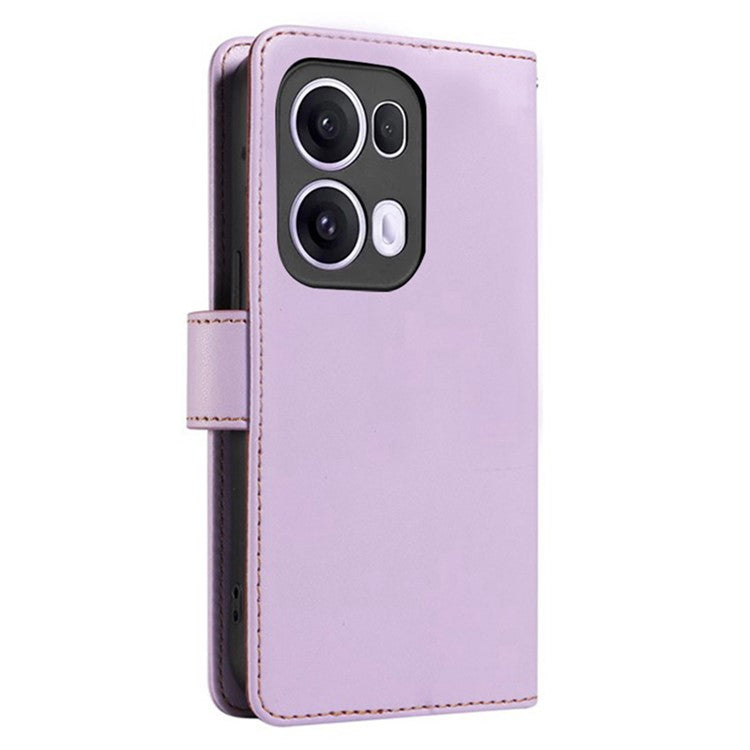 For Oppo Reno13 Pro 5G Case RFID Blocking Leather Wallet Flip Phone Cover with Wrist Strap - Lavender Purple