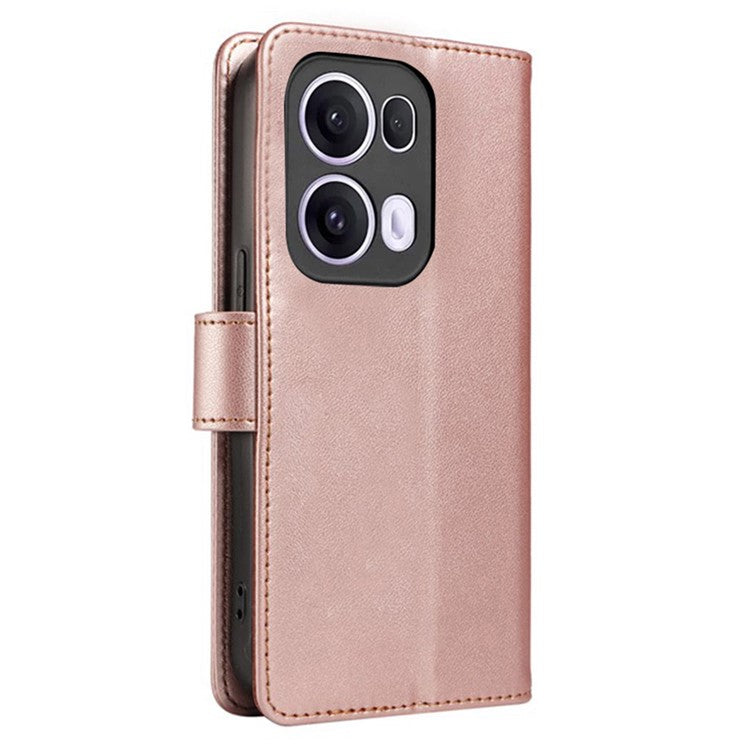 For Oppo Reno13 Pro 5G Case RFID Blocking Leather Wallet Flip Phone Cover with Wrist Strap - Rose Gold