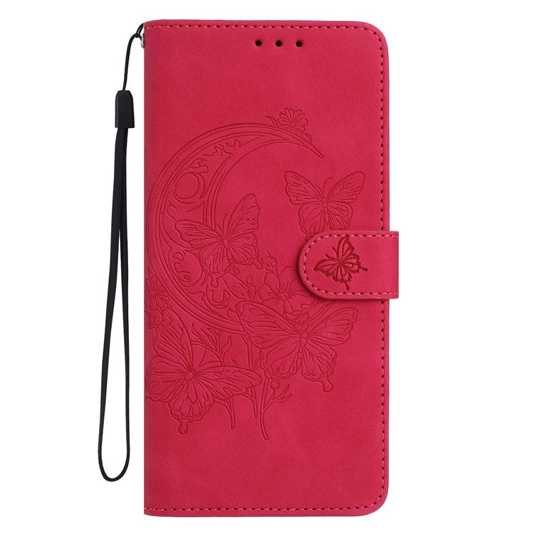 For Samsung Galaxy M06 5G  /  F06 5G Case Butterfly Flower Imprinted PU Leather Wallet Stand Phone Cover - Rose