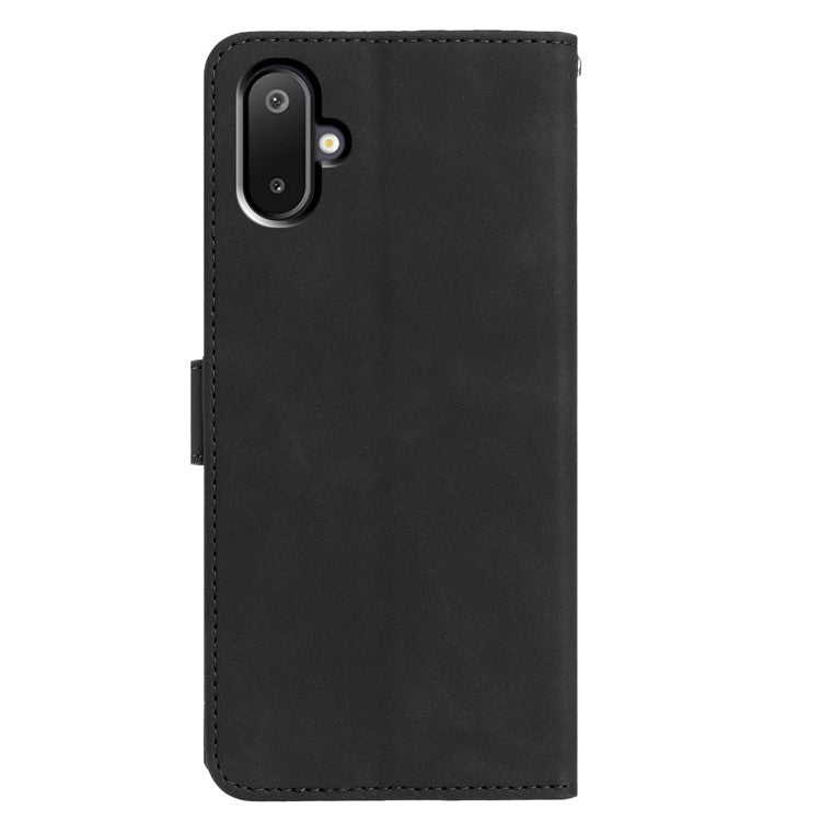 For Samsung Galaxy M06 5G  /  F06 5G Case Butterfly Flower Imprinted PU Leather Wallet Stand Phone Cover - Black