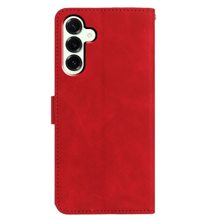 For Samsung Galaxy M16 5G  /  F16 5G Case Butterfly Flower Imprinted PU Leather Wallet Stand Phone Cover - Red