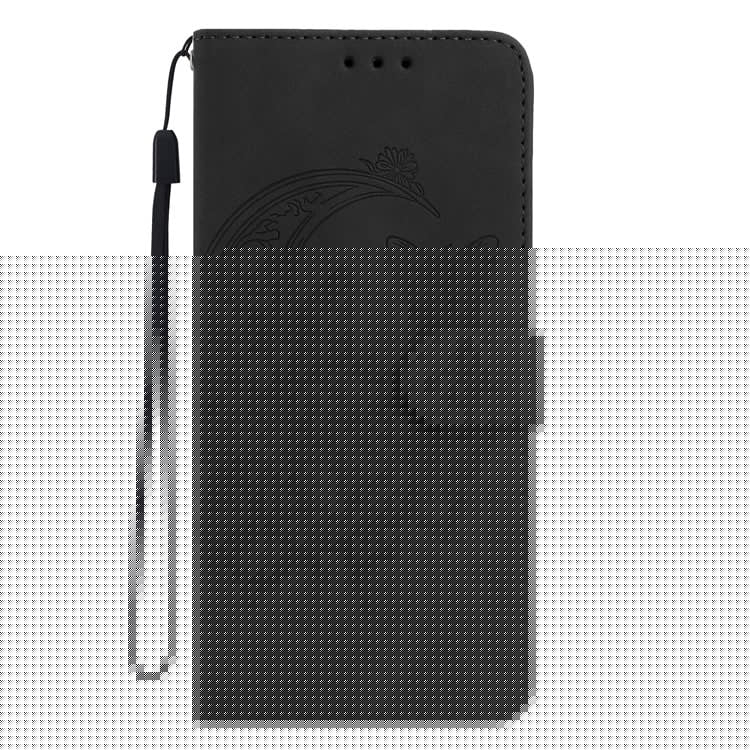 For Samsung Galaxy M16 5G  /  F16 5G Case Butterfly Flower Imprinted PU Leather Wallet Stand Phone Cover - Black