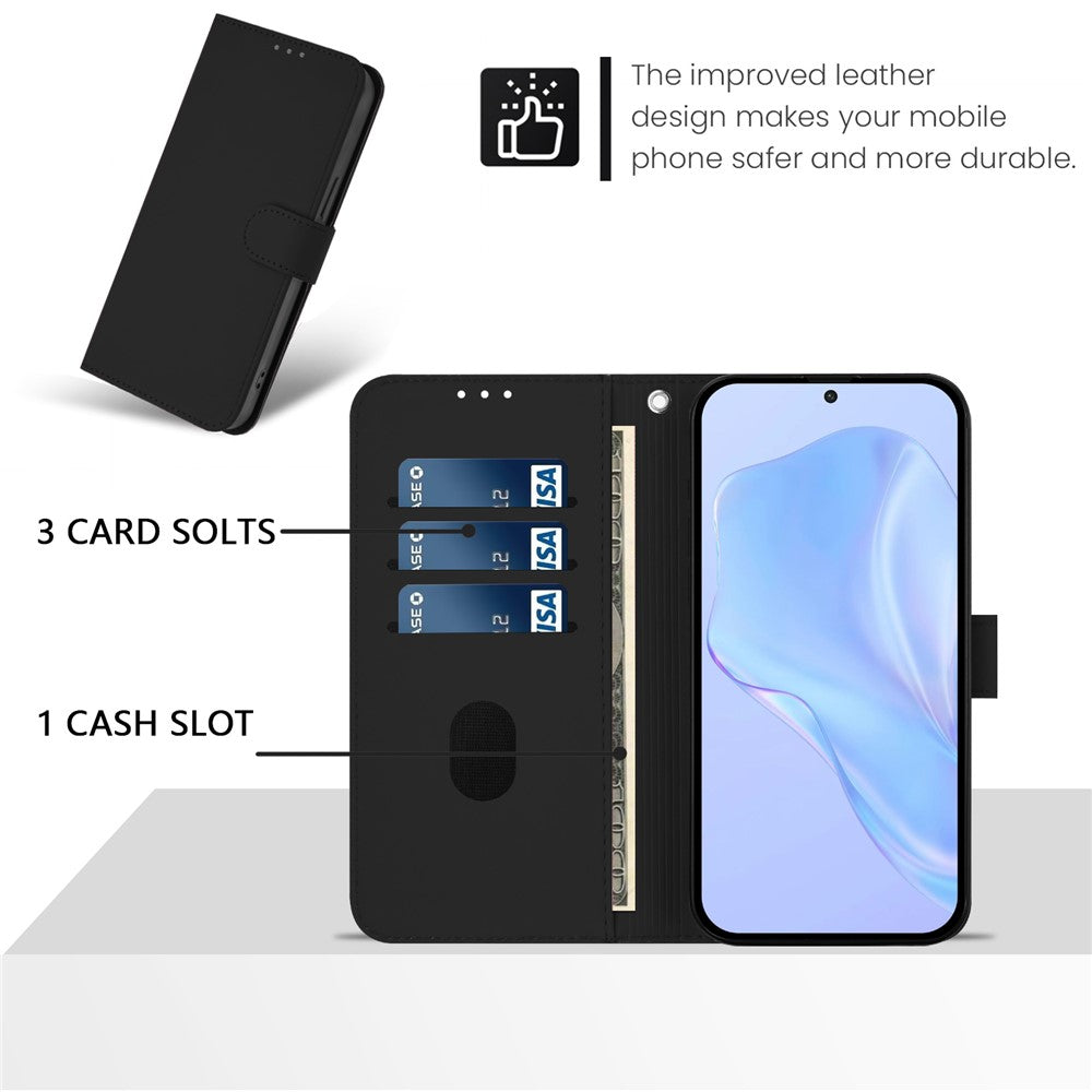 For Oppo K13 5G Case Solid Color Wallet Leather Phone Cover with Strap - Black