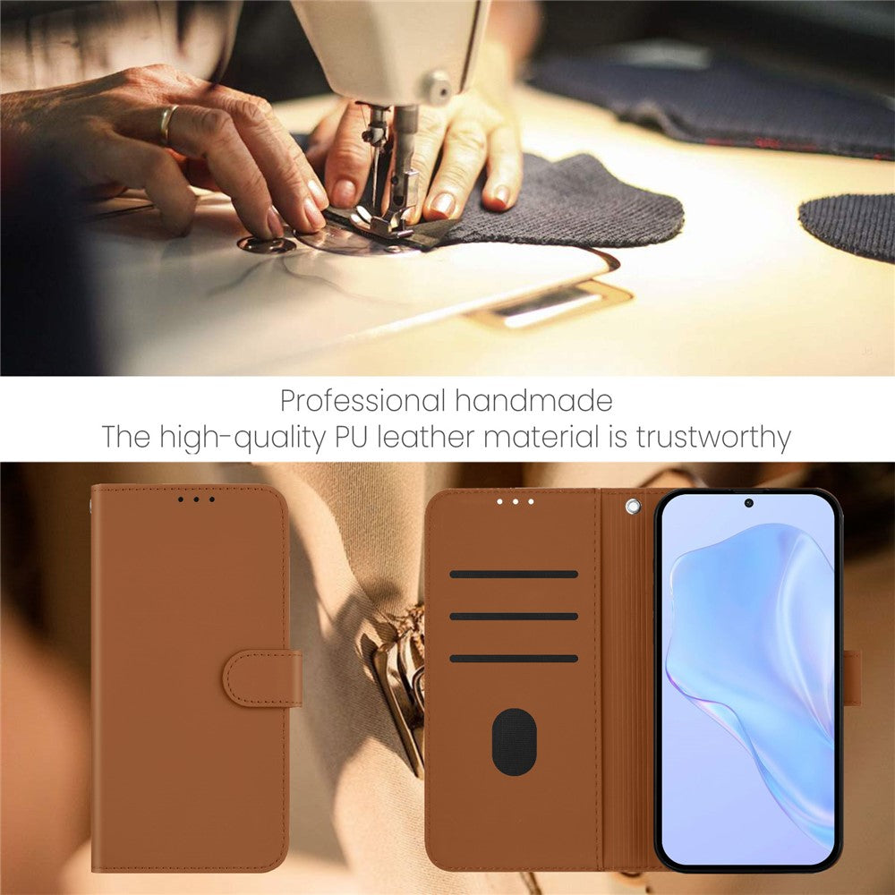 For Oppo K13 5G Case Solid Color Wallet Leather Phone Cover with Strap - Brown