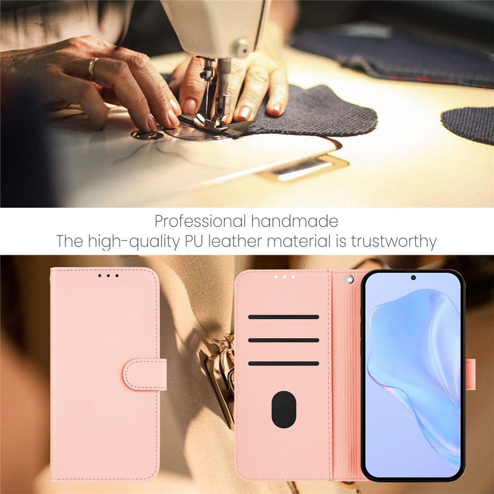 For Oppo K13 5G Case Solid Color Wallet Leather Phone Cover with Strap - Pink