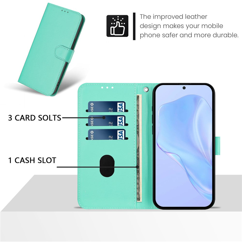 For Oppo K13 5G Case Solid Color Wallet Leather Phone Cover with Strap - Green