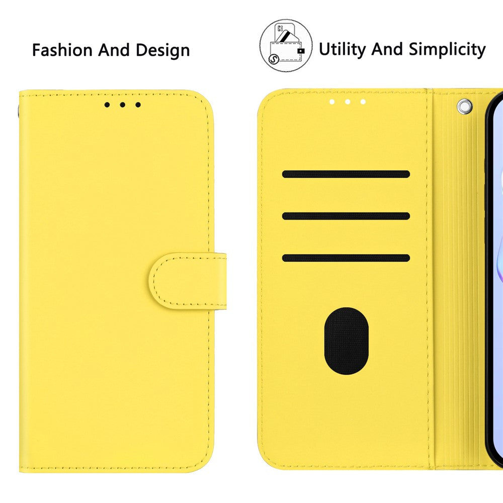 For Oppo K13 5G Case Solid Color Wallet Leather Phone Cover with Strap - Lemon