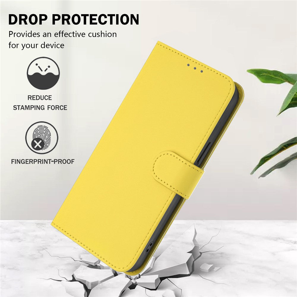 For Oppo K13 5G Case Solid Color Wallet Leather Phone Cover with Strap - Lemon