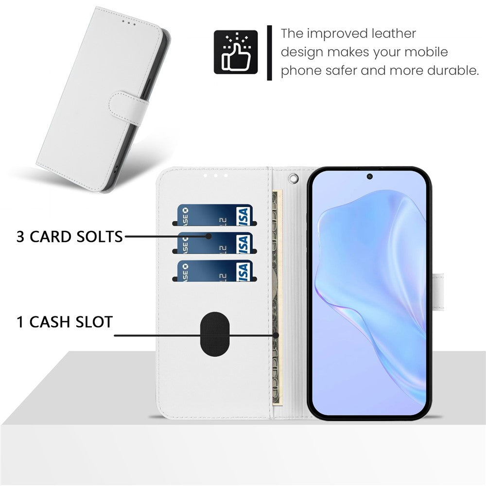 For Oppo K13 5G Case Solid Color Wallet Leather Phone Cover with Strap - White