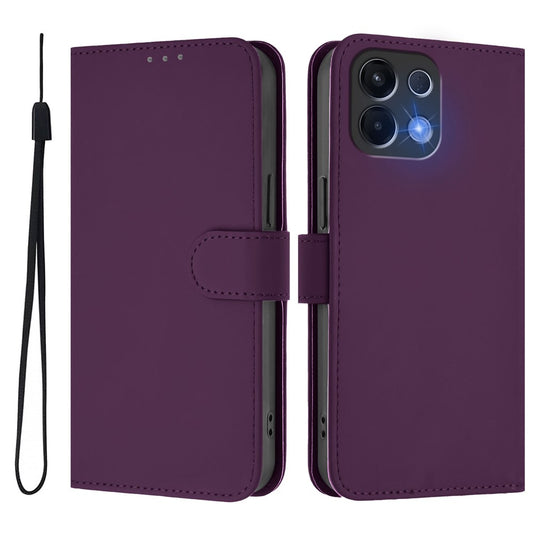 For Oppo K13 5G Case Solid Color Wallet Leather Phone Cover with Strap - Voilet