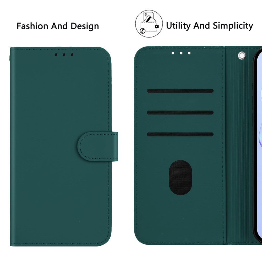 For Oppo K13 5G Case Solid Color Wallet Leather Phone Cover with Strap - Dark Green
