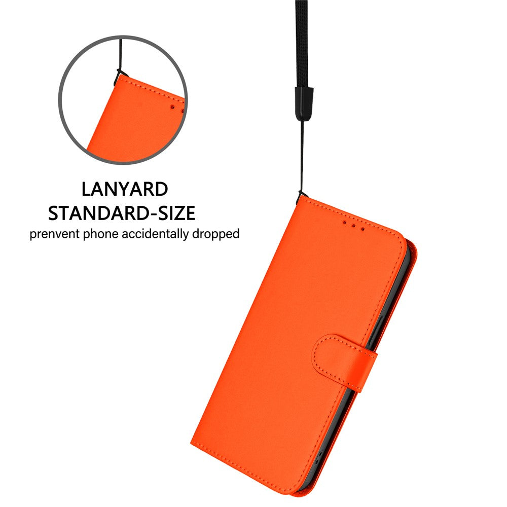 For Oppo K13 5G Case Solid Color Wallet Leather Phone Cover with Strap - Orange