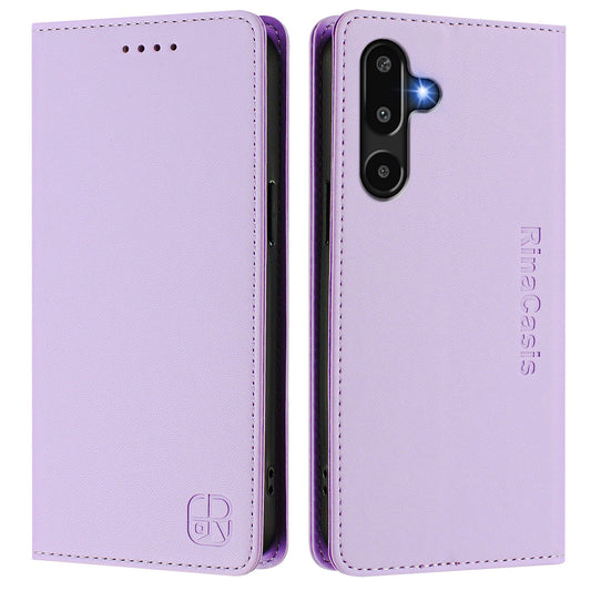 For Samsung Galaxy M16 5G / Galaxy F16 5G Leather Case RINACASIS RC01 Phone Cover with RFID Blocking Wallet Stand - Light Purple