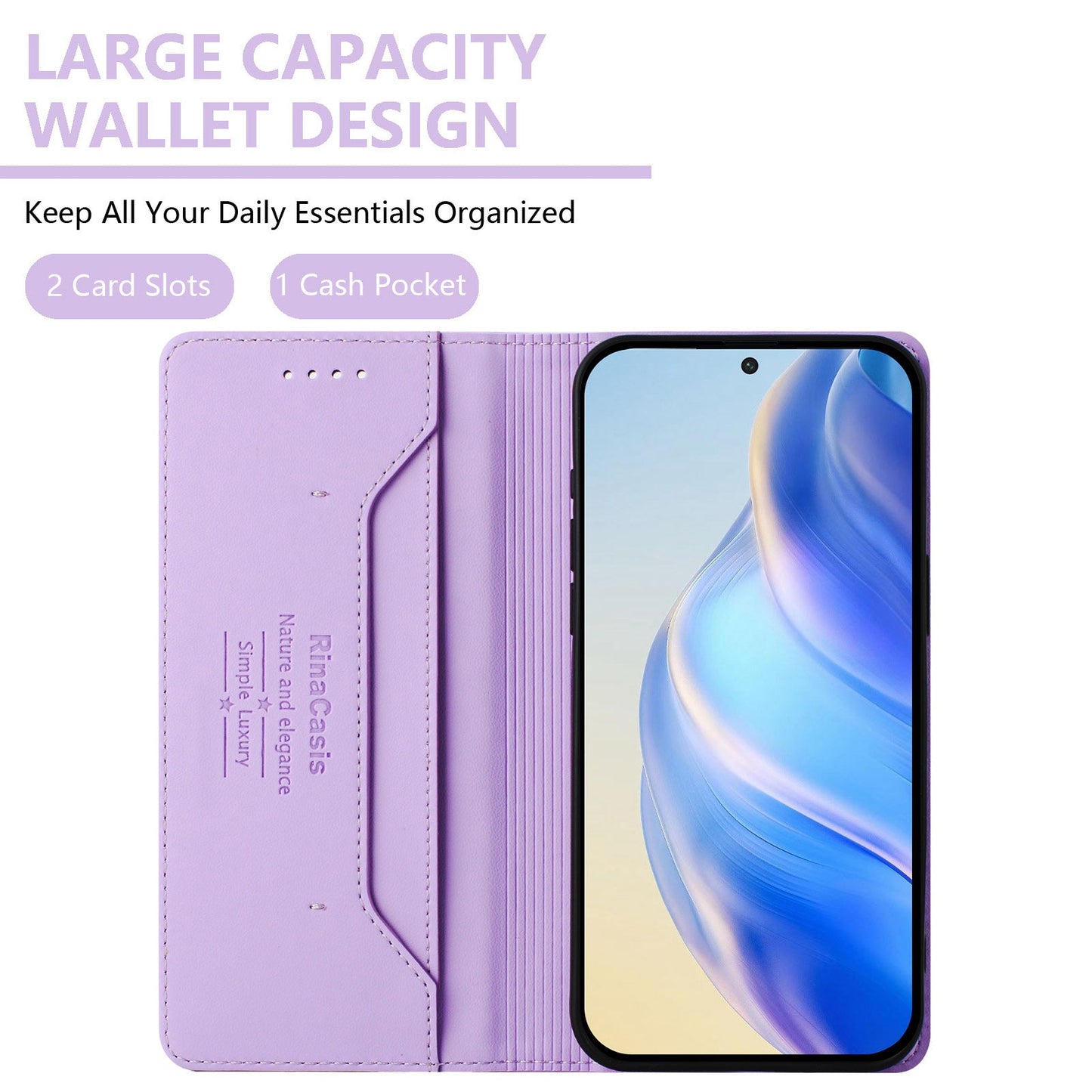 For Samsung Galaxy M16 5G / Galaxy F16 5G Leather Case RINACASIS RC01 Phone Cover with RFID Blocking Wallet Stand - Light Purple