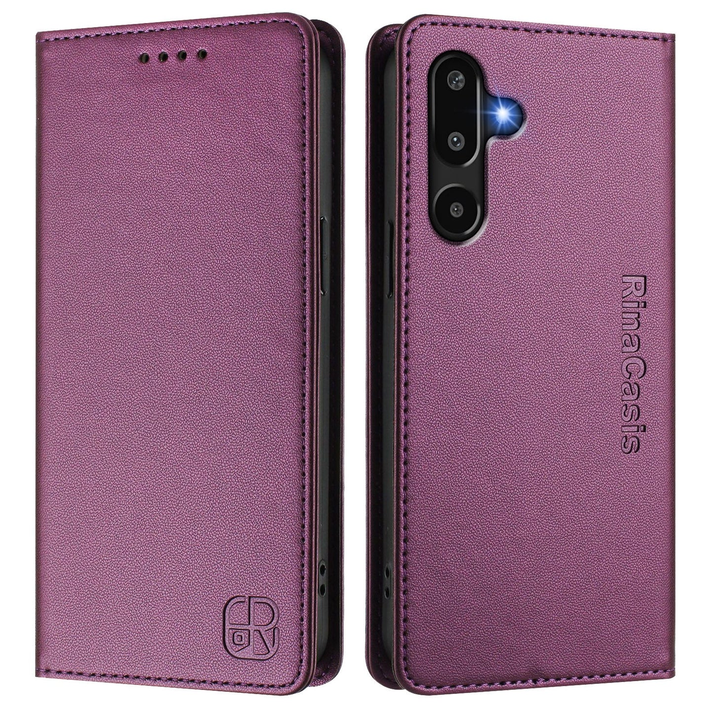 For Samsung Galaxy M16 5G / Galaxy F16 5G Leather Case RINACASIS RC01 Phone Cover with RFID Blocking Wallet Stand - Violet