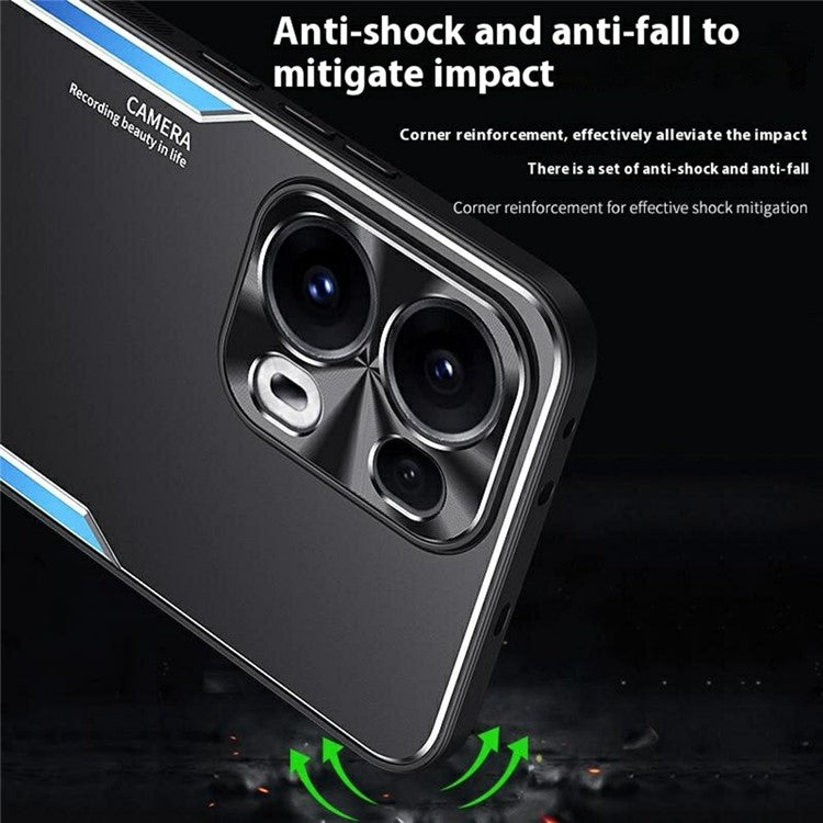 For Oppo Reno13 Pro 5G Case Aluminum Alloy + TPU Shockproof Phone Cover - Blue