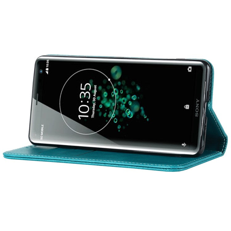 Calf Texture PU Leather Case for Sony Xperia XZ3, Stand Wallet Design Magnetic Auto Closing Phone Drop-proof Cover - Sky Blue