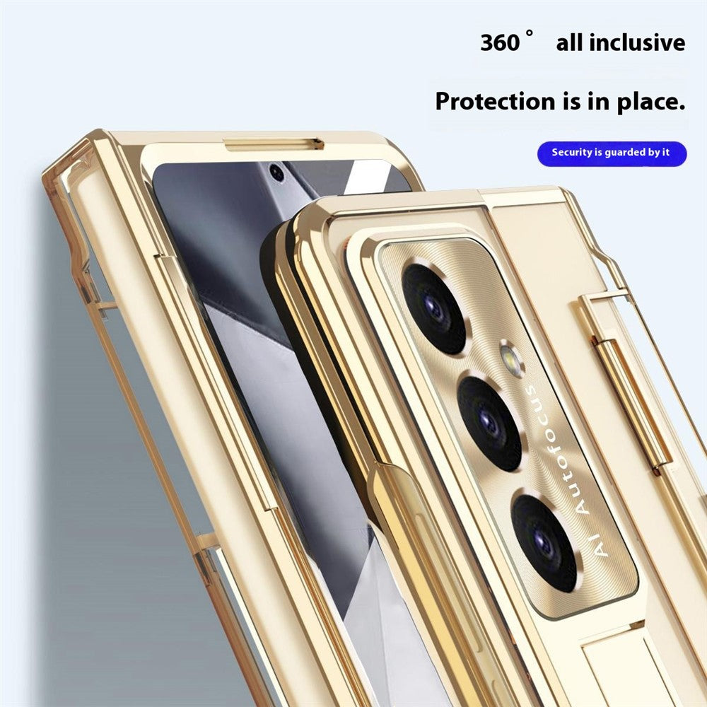 For Samsung Galaxy Z Fold7 5G Case Kickstand Hard PC Phone Cover with Screen Film / Stylus - Black