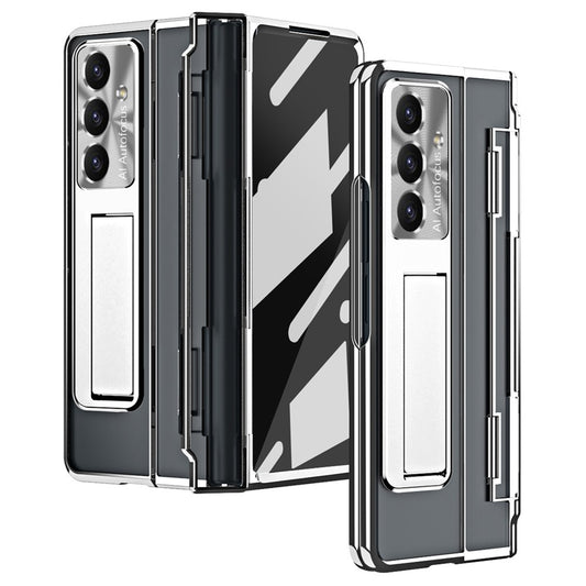 For Samsung Galaxy Z Fold7 5G Case Kickstand Hard PC Phone Cover with Screen Film - Silver
