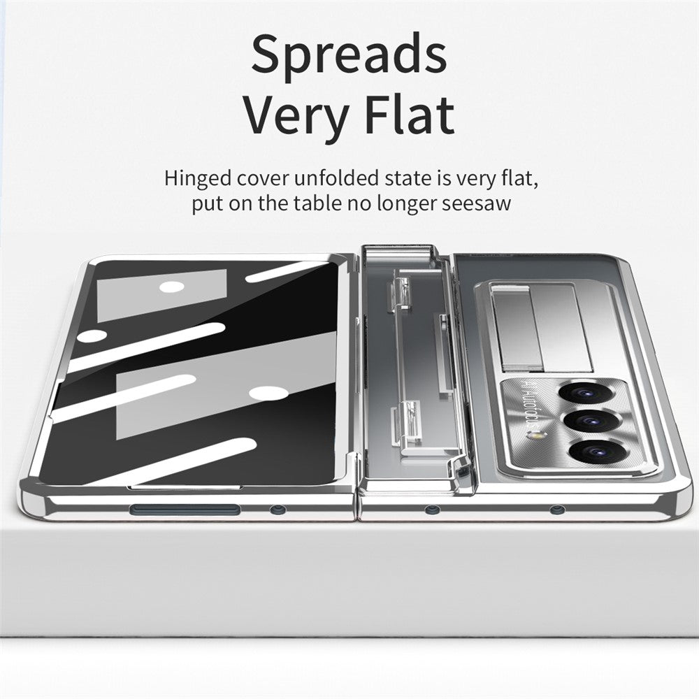 For Samsung Galaxy Z Fold7 5G Case Kickstand Hard PC Phone Cover with Screen Film - Silver