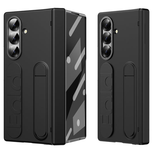 For Samsung Galaxy Z Fold7 5G Case Kickstand Wristband Hard PC Phone Cover - Black