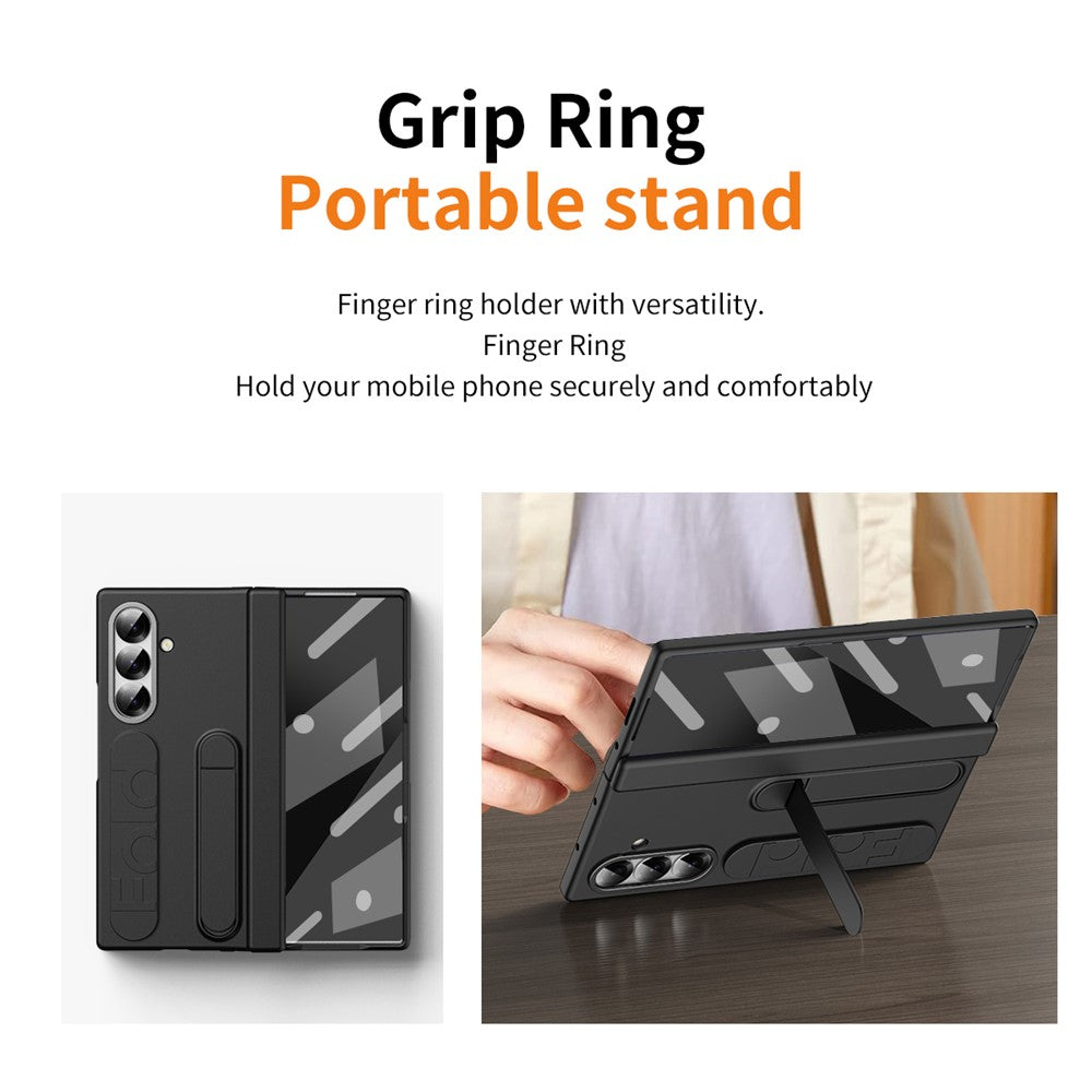 For Samsung Galaxy Z Fold7 5G Case Kickstand Wristband Hard PC Phone Cover - Black