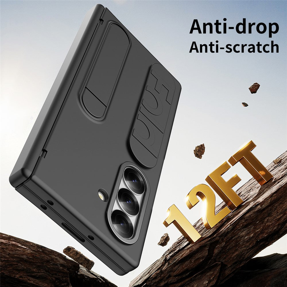 For Samsung Galaxy Z Fold7 5G Case Kickstand Wristband Hard PC Phone Cover - Black