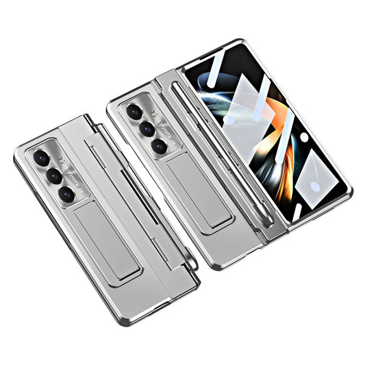 For Samsung Galaxy Z Fold7 5G Case Hinge Protection Hard PC Phone Cover with Screen Film / Stylus - Silver