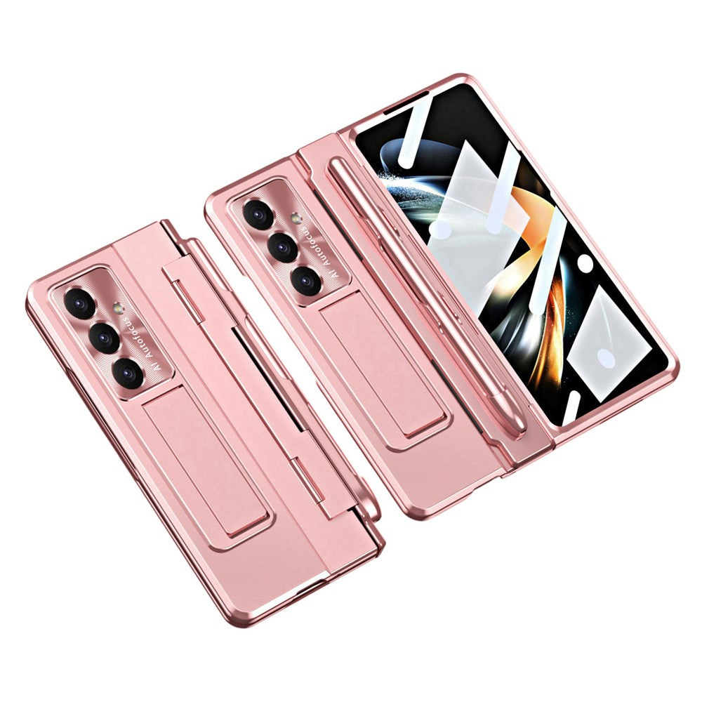 For Samsung Galaxy Z Fold7 5G Case Hinge Protection Hard PC Phone Cover with Screen Film / Stylus - Pink