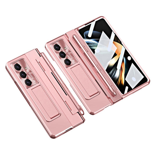 For Samsung Galaxy Z Fold7 5G Case Hinge Protection Hard PC Phone Cover with Screen Film / Stylus - Pink