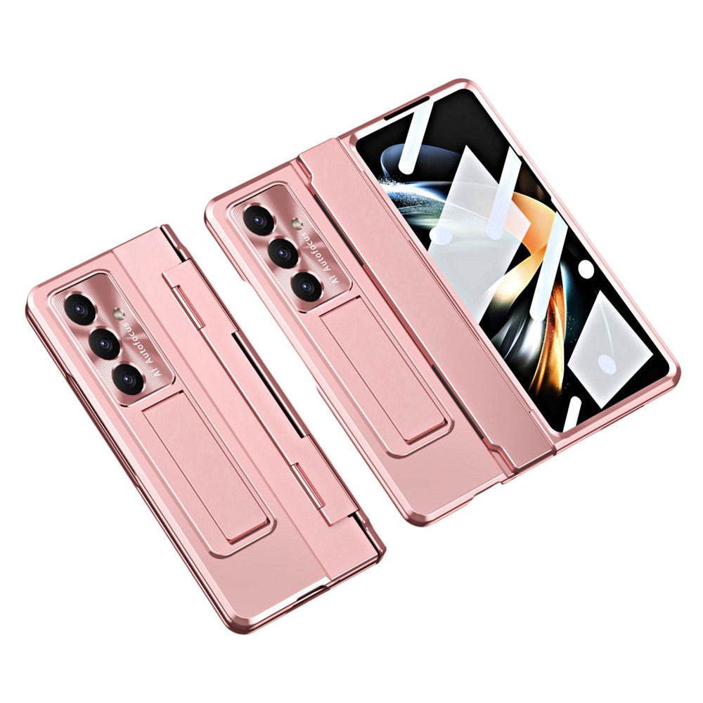 For Samsung Galaxy Z Fold7 5G Case Hinge Protection Hard PC Phone Cover with Screen Film - Pink