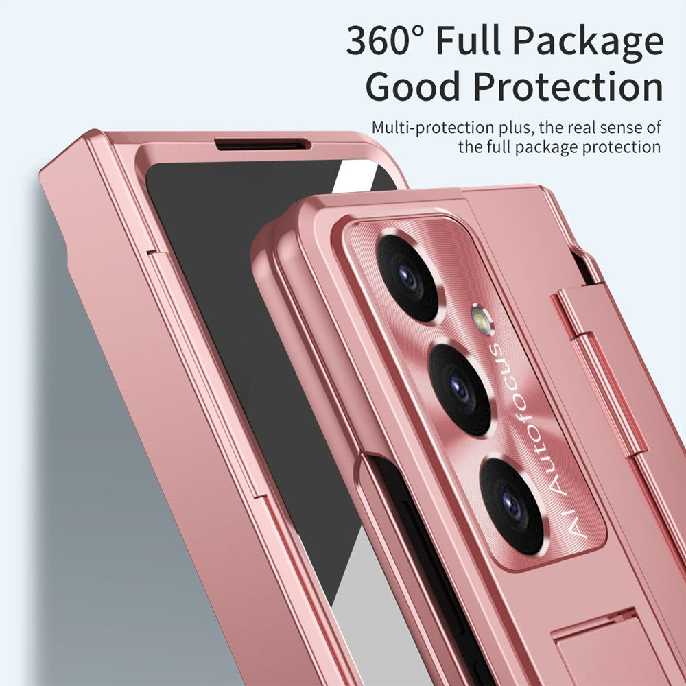 For Samsung Galaxy Z Fold7 5G Case Hinge Protection Hard PC Phone Cover with Screen Film - Pink