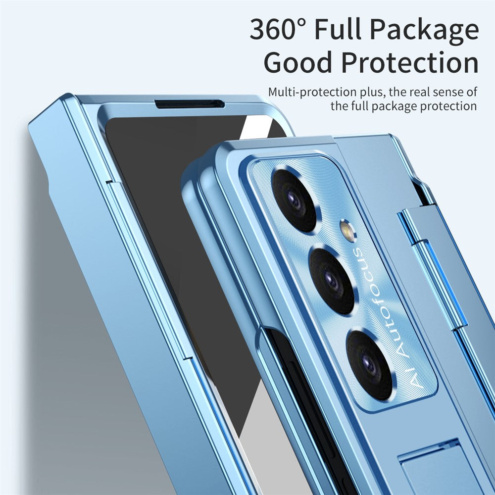 For Samsung Galaxy Z Fold7 5G Case Hinge Protection Hard PC Phone Cover with Screen Film - Blue