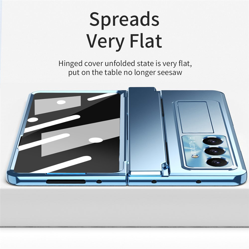 For Samsung Galaxy Z Fold7 5G Case Hinge Protection Hard PC Phone Cover with Screen Film - Blue