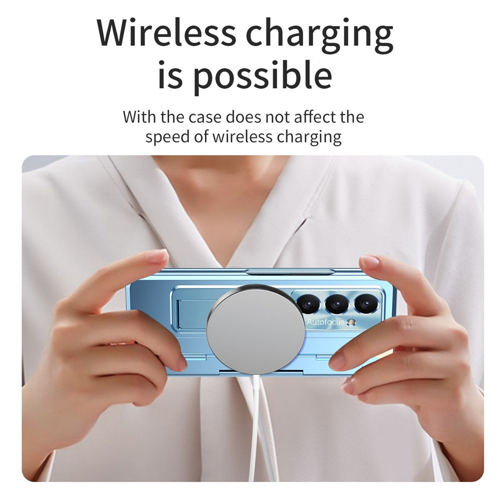 For Samsung Galaxy Z Fold7 5G Case Hinge Protection Hard PC Phone Cover with Screen Film - Blue