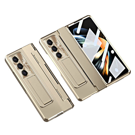 For Samsung Galaxy Z Fold7 5G Case Hinge Protection Hard PC Phone Cover with Screen Film - Gold