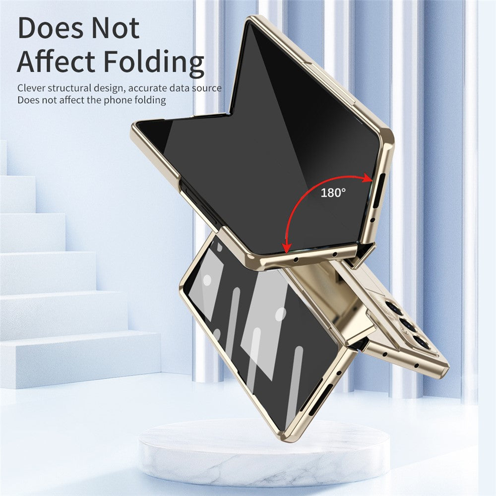 For Samsung Galaxy Z Fold7 5G Case Hinge Protection Hard PC Phone Cover with Screen Film - Gold