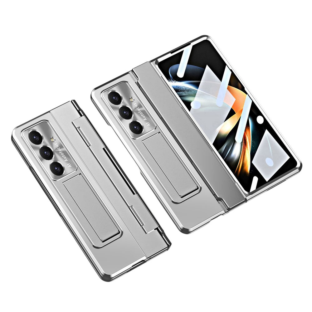 For Samsung Galaxy Z Fold7 5G Case Hinge Protection Hard PC Phone Cover with Screen Film - Silver